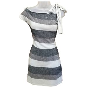 Takeout Shimmery Striped Tunic Sweater